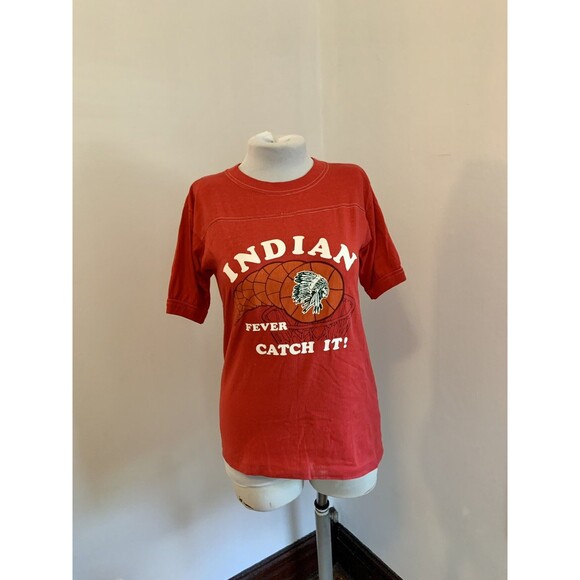 VTG 70s 80s Raglan Cotton Short Sleeve Tee Indian Fever Catch It Basketball Indy - Picture 2 of 11